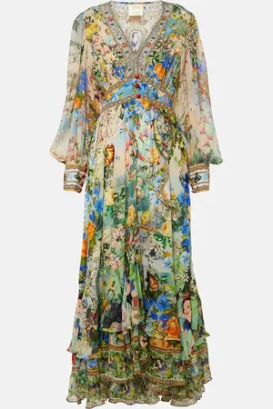 Camilla Embellished printed silk maxi dress