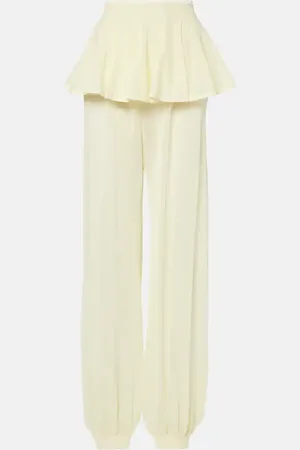 Alaïa Mid-rise semi-sheer wide-leg pants