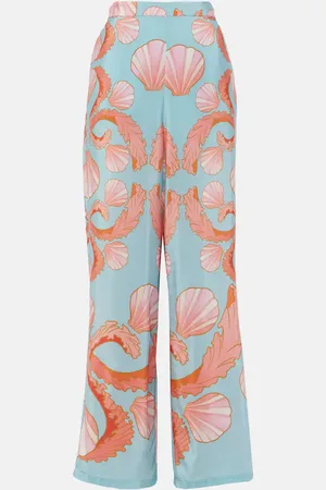 Adriana Degreas Printed high-rise silk wide-leg pants