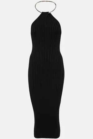 GALVAN Rhea metallic-knit midi dress