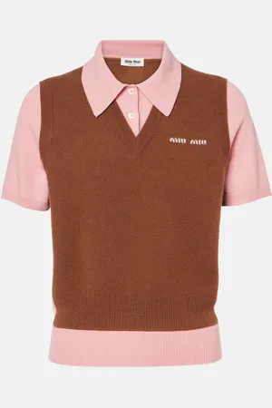 Miu Miu Layered wool and cashmere polo shirt