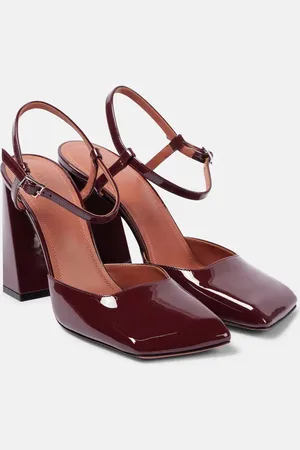 Amina Muaddi Charlotte 95 patent leather pumps