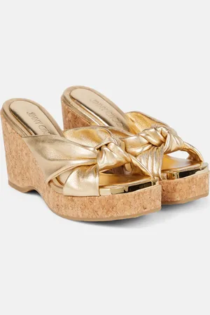 Jimmy Choo Avenue metallic leather wedge sandals