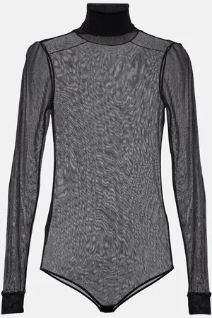 Maison Margiela Mockneck sheer mesh bodysuit