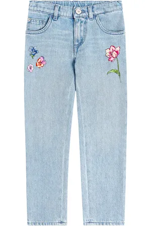 VERSACE Blossom embroidered tapered jeans