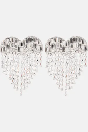 Self-Portrait Heart crystal-embellished earrings