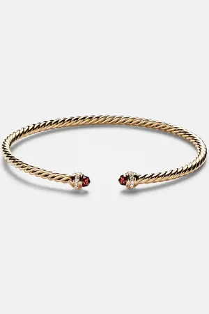 David Yurman CablespiraÂ® Flex 18kt cuff bracelet with garnets and diamonds