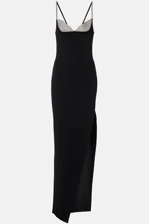 Balmain Crystal-embellished side-slit gown