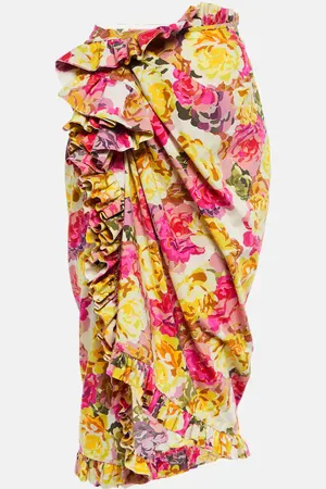 DRIES VAN NOTEN Sina high-rise printed cotton poplin midi skirt