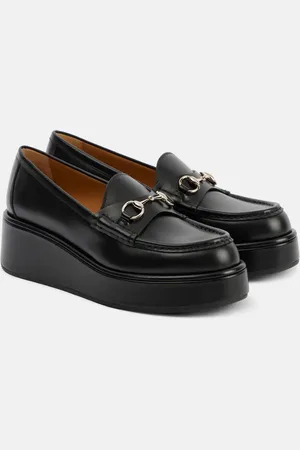 Gucci Horsebit leather wedge loafers