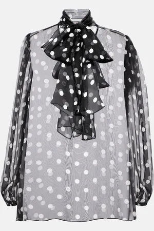 Dolce & Gabbana Polka-dot bow-detail silk chiffon blouse