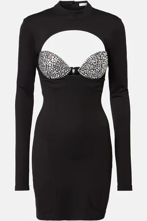 AREA Embellished cutout ponte jersey minidress