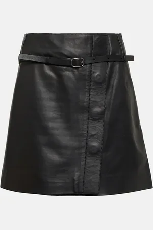 YVES SALOMON Wrap leather miniskirt