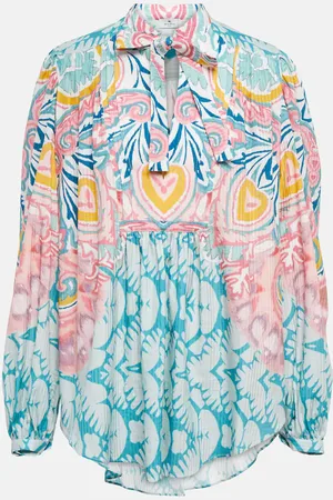 Etro Printed tie-neck georgette blouse