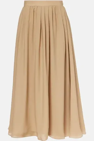 Ralph Lauren Kynlee pleated silk georgette midi skirt