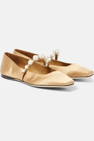 Jimmy Choo Ade embellished satin Mary Jane flats
