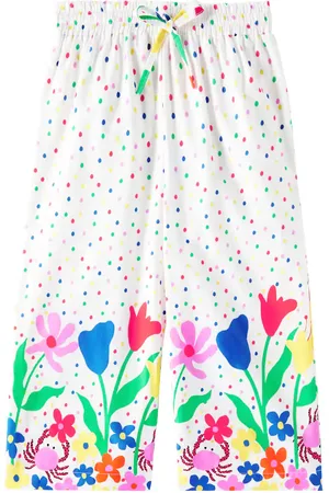 FÁBULA Floral polka-dot cotton wide-leg pants