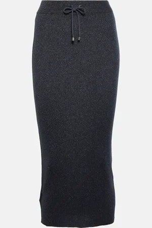 Brunello Cucinelli Ribbed-knit cashmere midi skirt