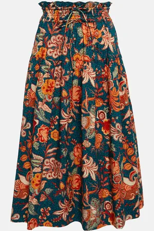 ULLA JOHNSON Kyra high-rise floral cotton midi skirt
