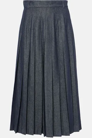 Max Mara Vale pleated denim midi skirt