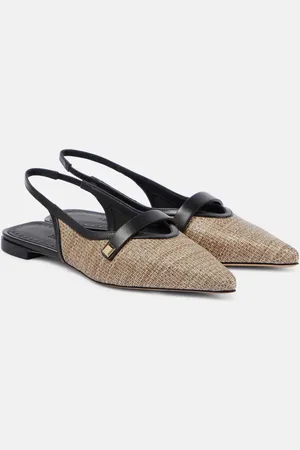 Max Mara Leather-trimmed slingback flats