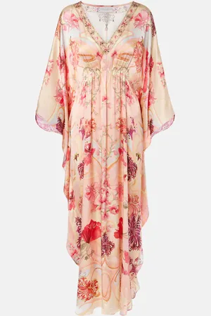 Camilla Embellished floral silk kaftan