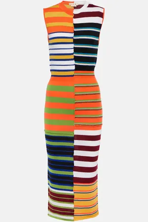 Marni Striped wool midi dress
