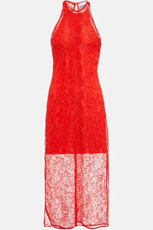 Ganni Halterneck lace midi dress