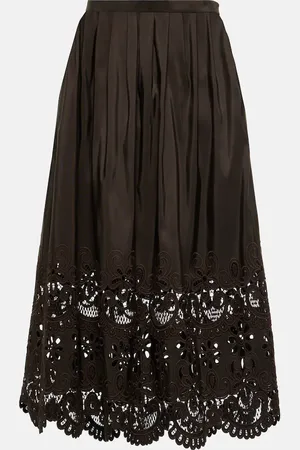 VALENTINO Broderie anglaise silk midi skirt