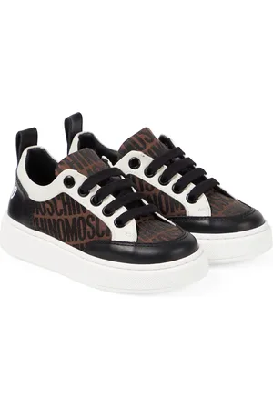 Moschino Logo leather-trimmed sneakers