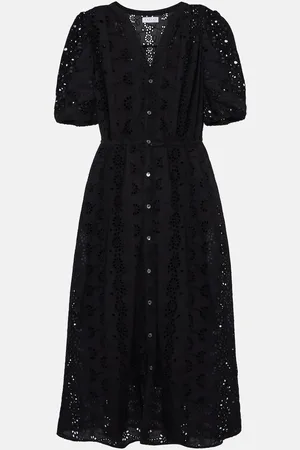 Velvet Rorio embroidered cotton midi dress