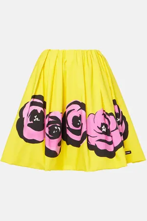 Miu Miu Floral poplin and jersey midi skirt
