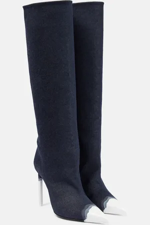 Tom Ford Bleached denim knee-high boots