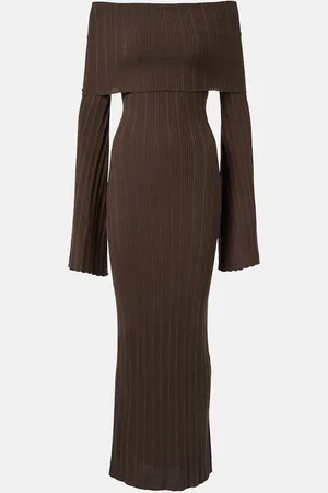 AYA MUSE Off-shoulder silk-blend jersey maxi dress
