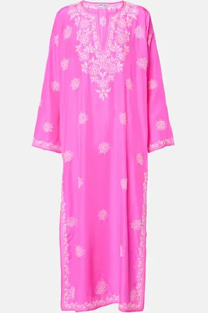Juliet Dunn Embroidered silk kaftan