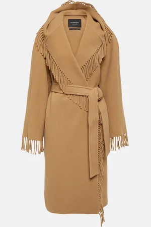 Balenciaga Fringed wool wrap coat