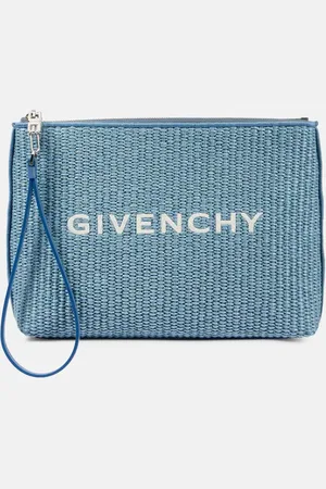 Givenchy Logo embroidered raffia-effect pouch