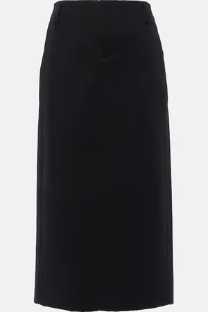 Vince Low-rise cotton-blend midi skirt