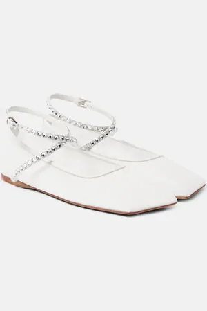 Amina Muaddi Ane embellished mesh ballet flats