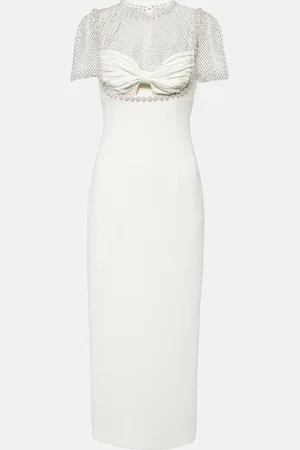 Self-Portrait Bridal embellished crÃªpe midi dress