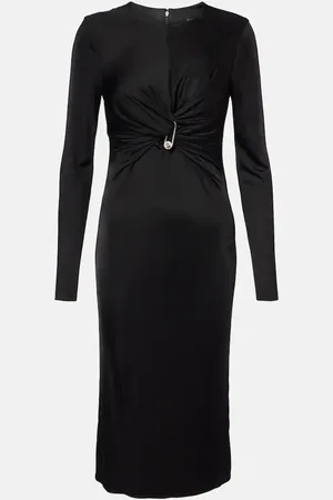 VERSACE Safety Pin gathered jersey midi dress