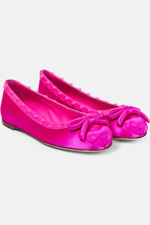 VALENTINO GARAVANI Rockstud satin ballet flats