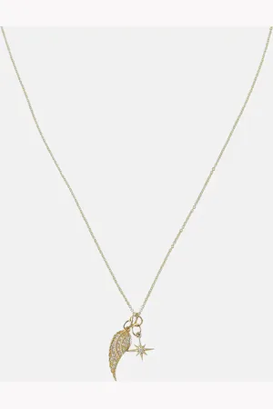Sydney Evan Wing and Starburst 14kt necklace with diamonds