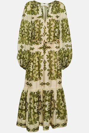 ZIMMERMANN Raie tiered printed silk midi dress