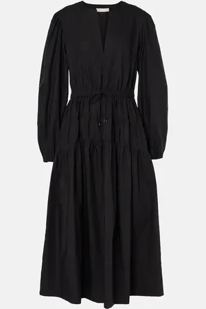 ULLA JOHNSON Aurelie pleated cotton midi dress