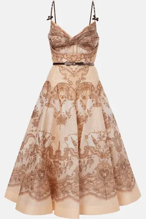 ZIMMERMANN Crush cutout linen and silk organza midi dress