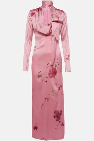 BLUMARINE Printed silk-blend satin maxi dress