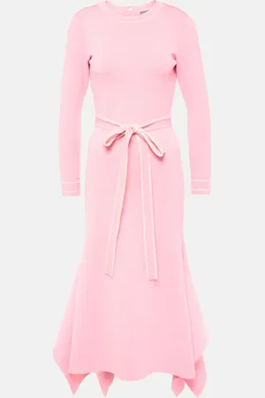 MONIQUE LHUILLIER Belted knitted midi dress