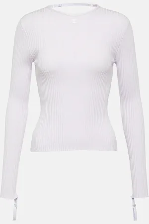Courrèges Logo cutout ribbed-knit top