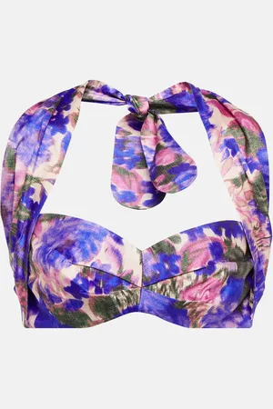 ZIMMERMANN High Tide floral silk halterneck crop top